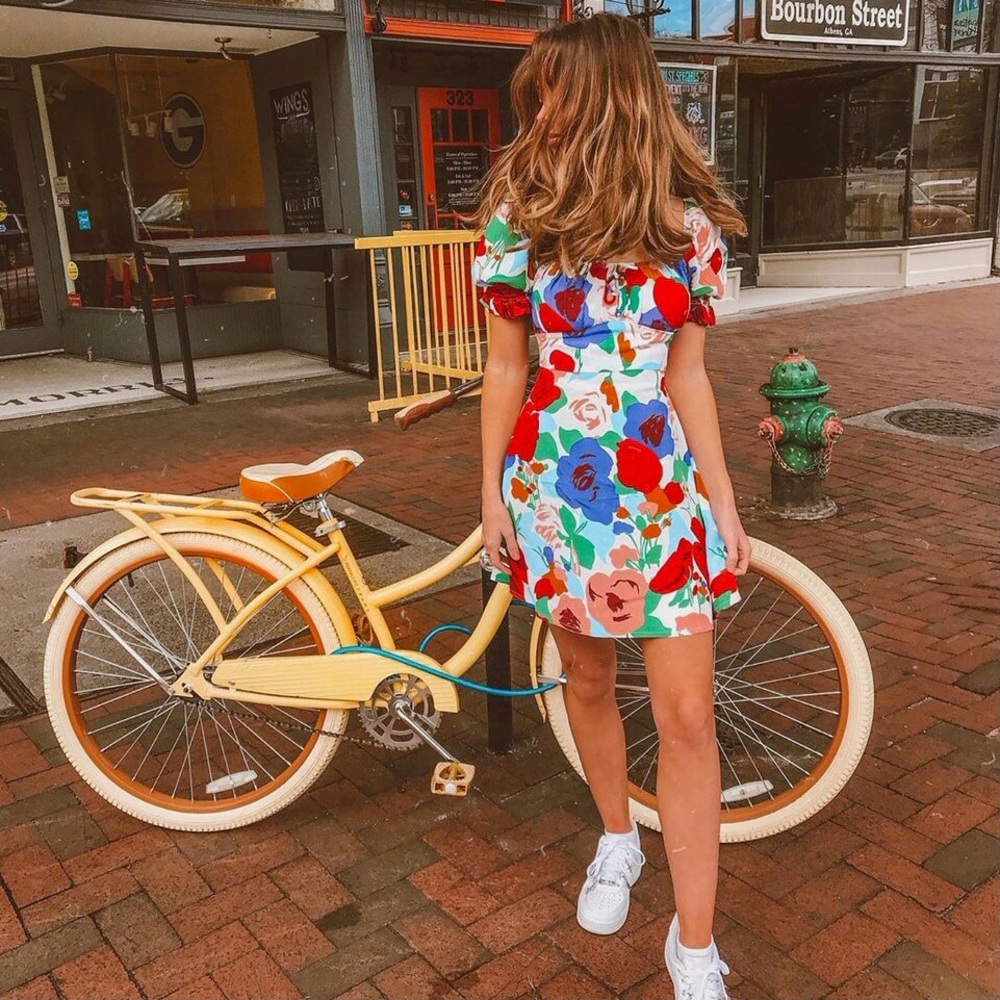 Faithfull the Brand Multicolor Floral Puff-Sleeve Mini Dress